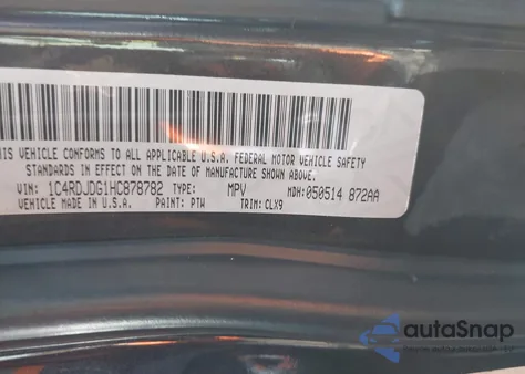 2017 Dodge Durango Gt Awd z USA, uszkodzony, nr VIN 1C4RDJDG1HC878782